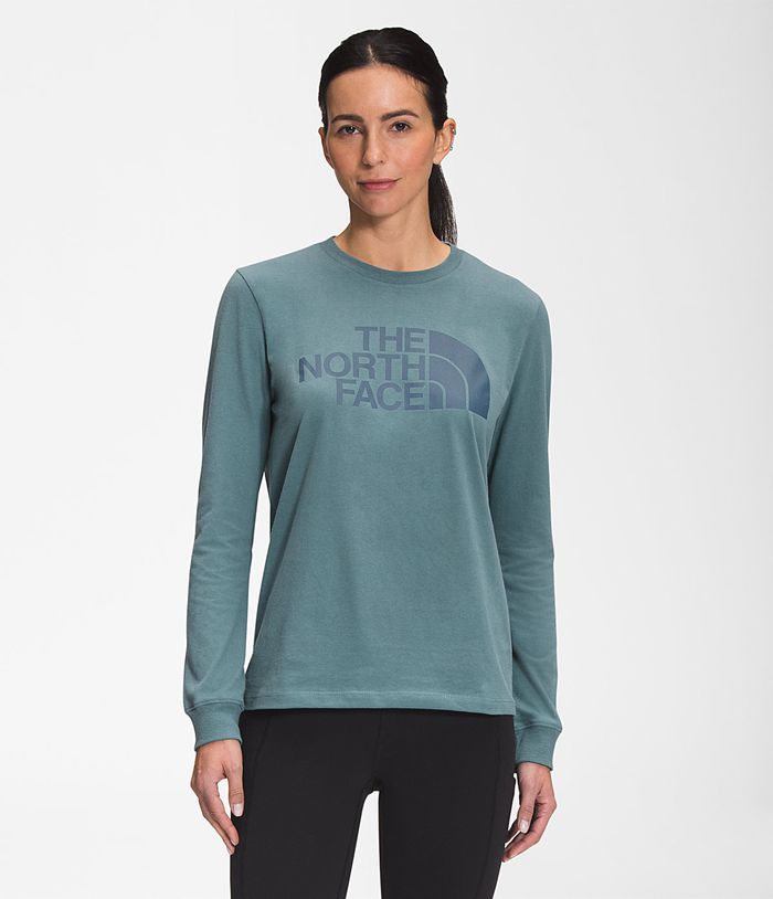 The North Face Long Sleeve Half Dome Womens T-Shirts Blue 701394-YFR